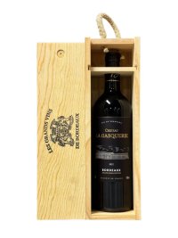 Dřevěná kazeta s lahví červeného vína z Bordeaux - Médoc - Francie